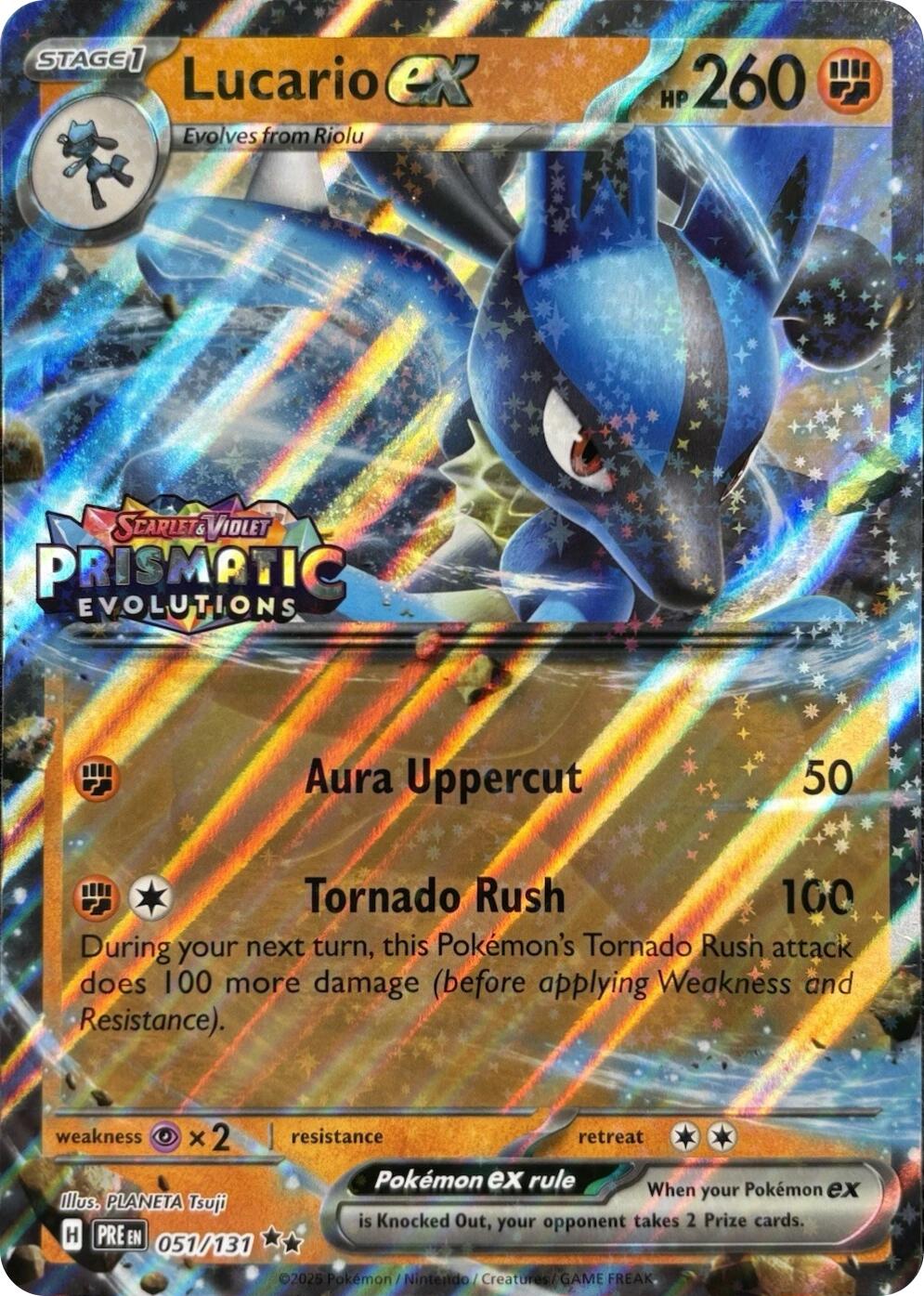 Lucario ex (051/131) (Prismatic Evolutions Stamp) [Miscellaneous Cards] | Good Games Modbury