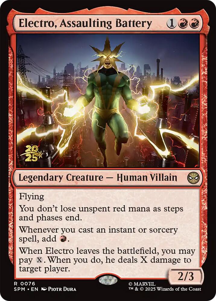 Electro, Assaulting Battery [Marvel's Spider-Man Prerelease Promos] | Good Games Modbury