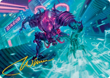 Surgehacker Mech Art Card (Gold-Stamped Signature) [Kamigawa: Neon Dynasty Art Series] | Good Games Modbury