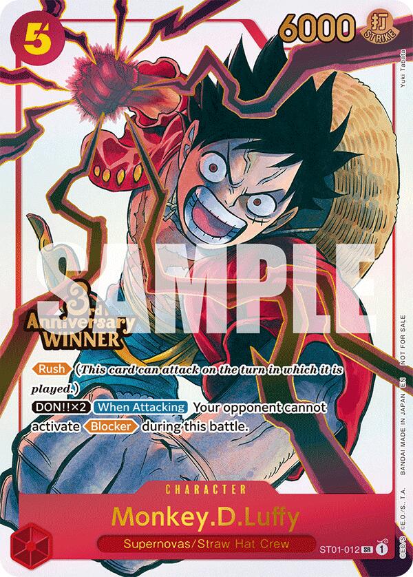 Monkey.D.Luffy (ST01-012) (3rd Anniversary Winner) [One Piece Promotion Cards] | Good Games Modbury