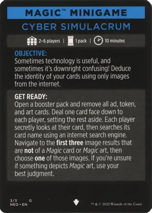 Cyber Simulacrum (Magic Minigame) [Kamigawa: Neon Dynasty Minigame] | Good Games Modbury
