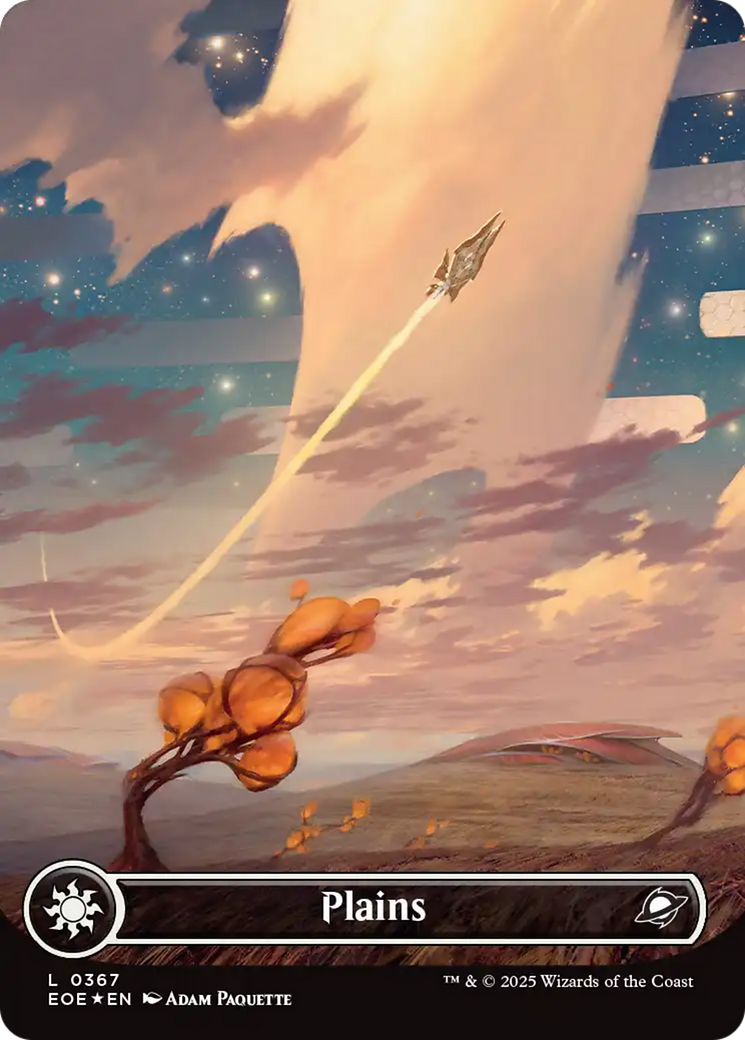 Plains (0367) (Borderless) (Galaxy Foil) [Edge of Eternities] | Good Games Modbury
