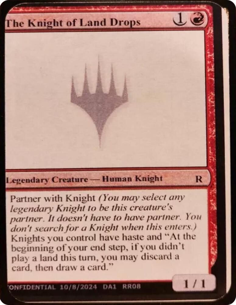 The Knight of Land Drops RR08b/477 (Un-Known Event Playtest Cards)  | Good Games Modbury
