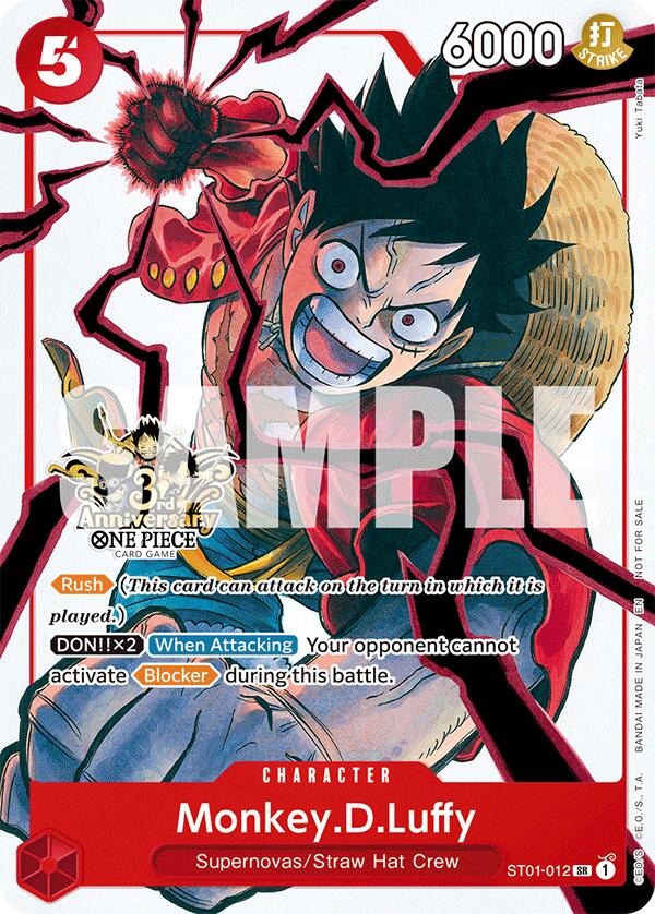 Monkey.D.Luffy (ST01-012) (3rd Anniversary Tournament 3 Brothers Pack) [Carrying On His Will: 3rd Anniversary Tournament Cards] | Good Games Modbury