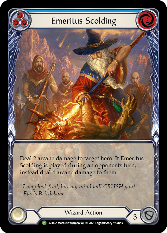 Emeritus Scolding (Blue) [LGS092] (Promo)  Rainbow Foil | Good Games Modbury