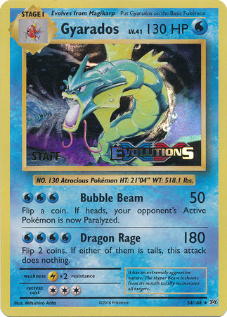 Gyarados (34/108) (XY Evolutions Staff Prerelease) [XY: Black Star Promos] | Good Games Modbury