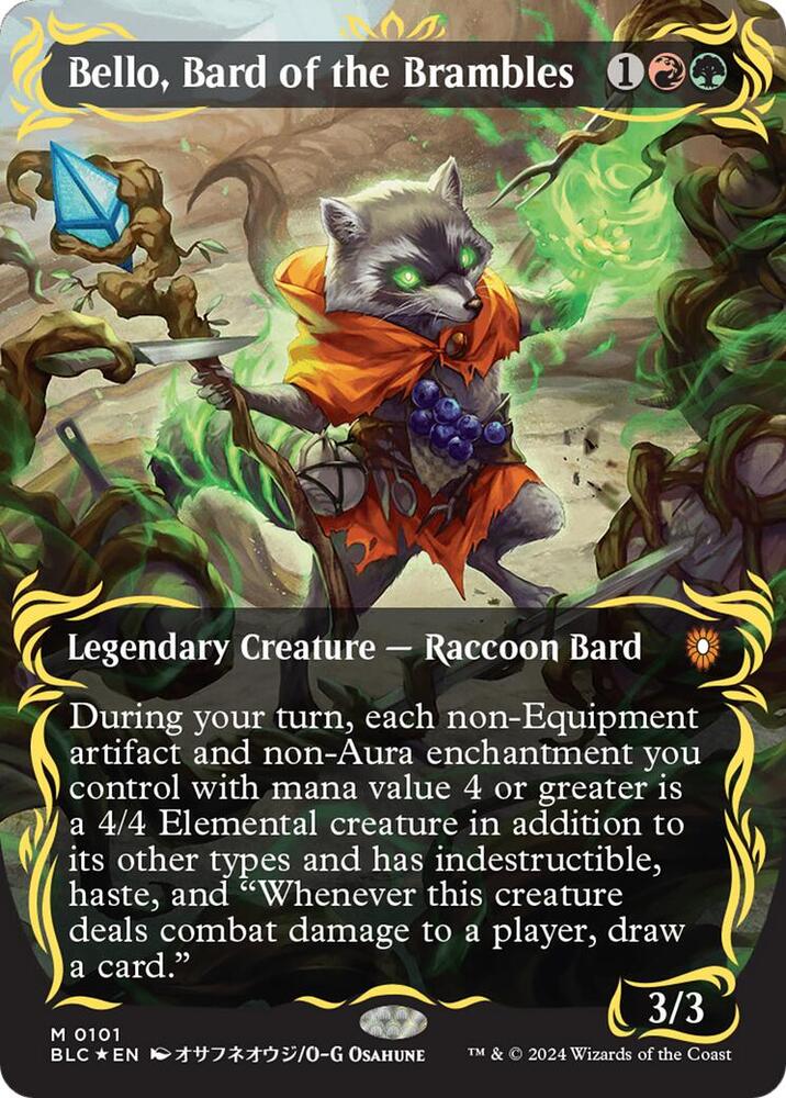 Bello, Bard of the Brambles 101 (Commander: Bloomburrow)  - Borderless Raised Foil | Good Games Modbury
