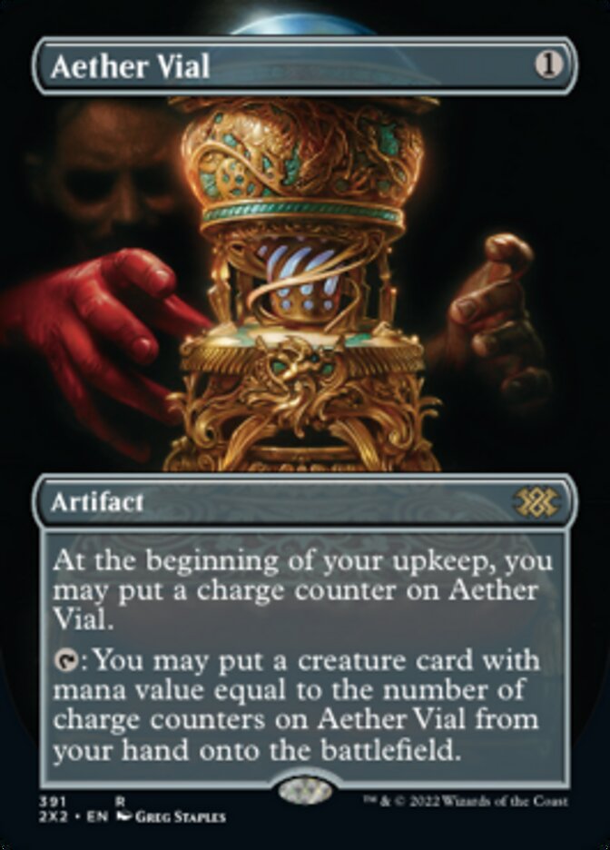 Aether Vial (Borderless Alternate Art) [Double Masters 2022] | Good Games Modbury