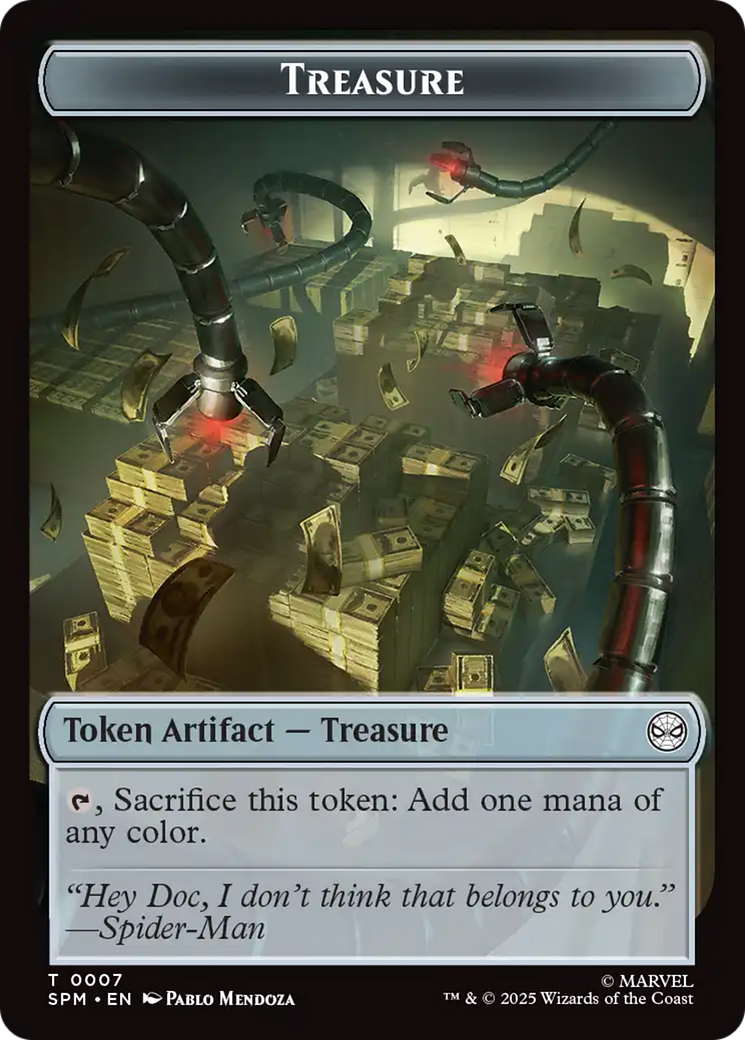 Spider // Treasure Double-Sided Token [Marvel's Spider-Man Tokens] | Good Games Modbury