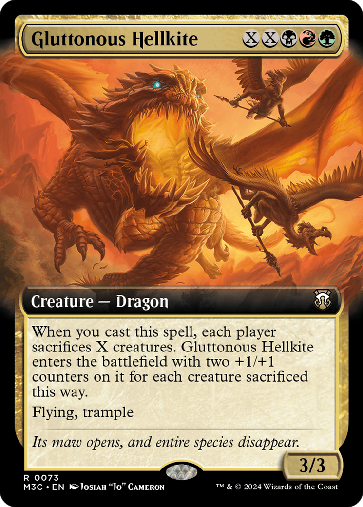 Gluttonous Hellkite (Extended Art) (Ripple Foil) [Modern Horizons 3 Commander] | Good Games Modbury