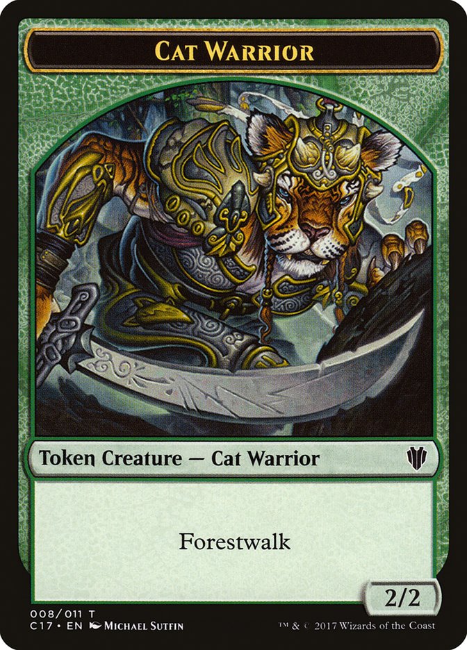 Cat // Cat Warrior Double-Sided Token [Commander 2017 Tokens] | Good Games Modbury