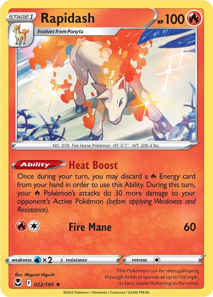 Rapidash (022/195) (Theme Deck Exclusive) [Sword & Shield: Silver Tempest] | Good Games Modbury