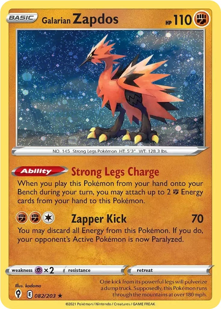 Galarian Zapdos (082/203) (Cosmos Holo) [Sword & Shield: Evolving Skies] | Good Games Modbury