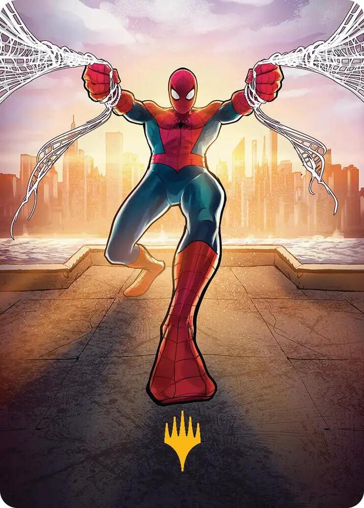 Amazing Spider Man Art Card 36 54 Gold Stamped Planeswalker Symbol 36 (Art Series: Marvel's Spider-Man)  | Good Games Modbury