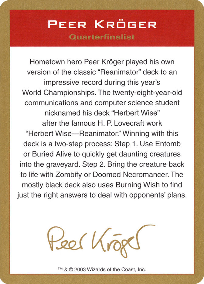 Peer Kröger Bio  (World Championship Decks)  | Good Games Modbury