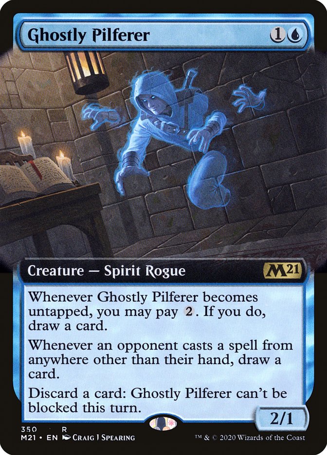 Ghostly Pilferer (Extended Art) [Core Set 2021] | Good Games Modbury