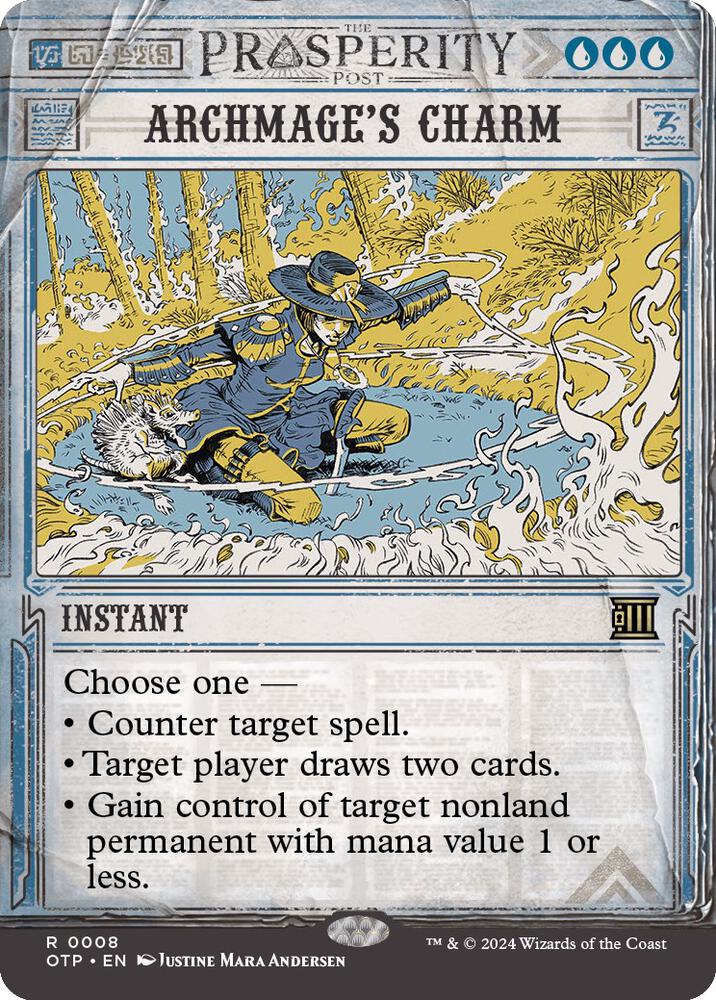 Archmages Charm 8 (Outlaws of Thunder Junction: Breaking News)  - Showcase Foil | Good Games Modbury