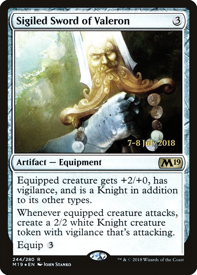 Sigiled Sword of Valeron [Core Set 2019 Prerelease Promos] | Good Games Modbury