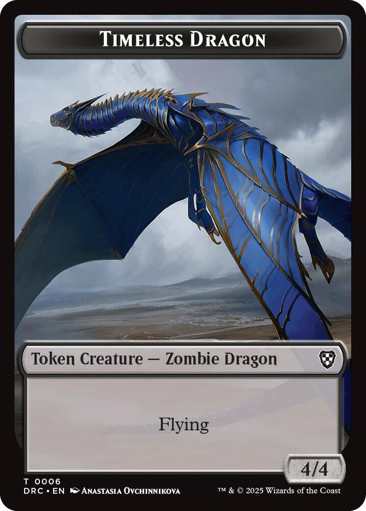 Timeless Dragon Zombie 0007 Double Sided Token 6 // 7 (Commander: Aetherdrift)  - Foil | Good Games Modbury