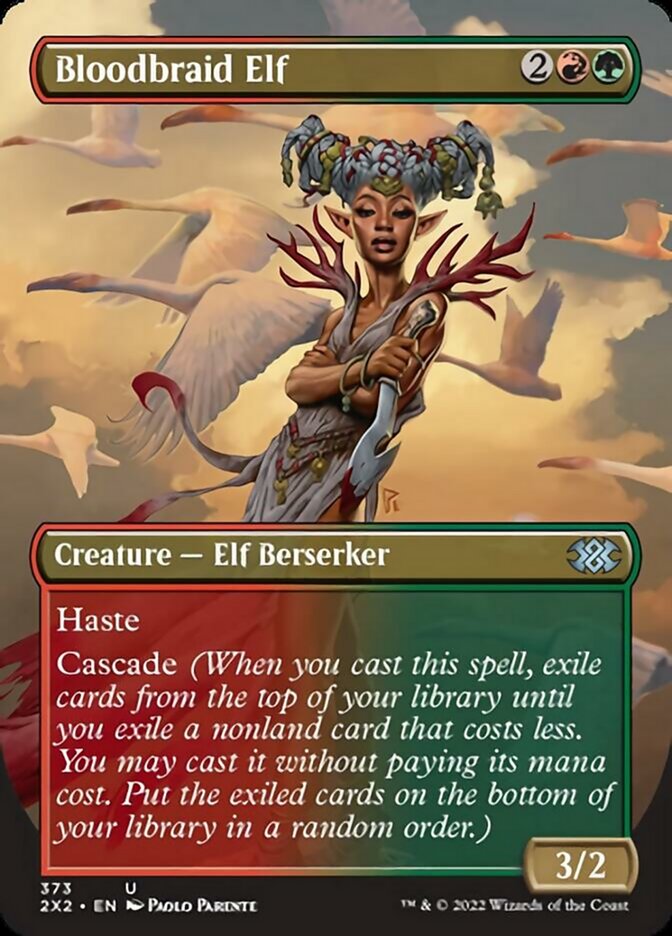 Bloodbraid Elf (Borderless Alternate Art) [Double Masters 2022] | Good Games Modbury