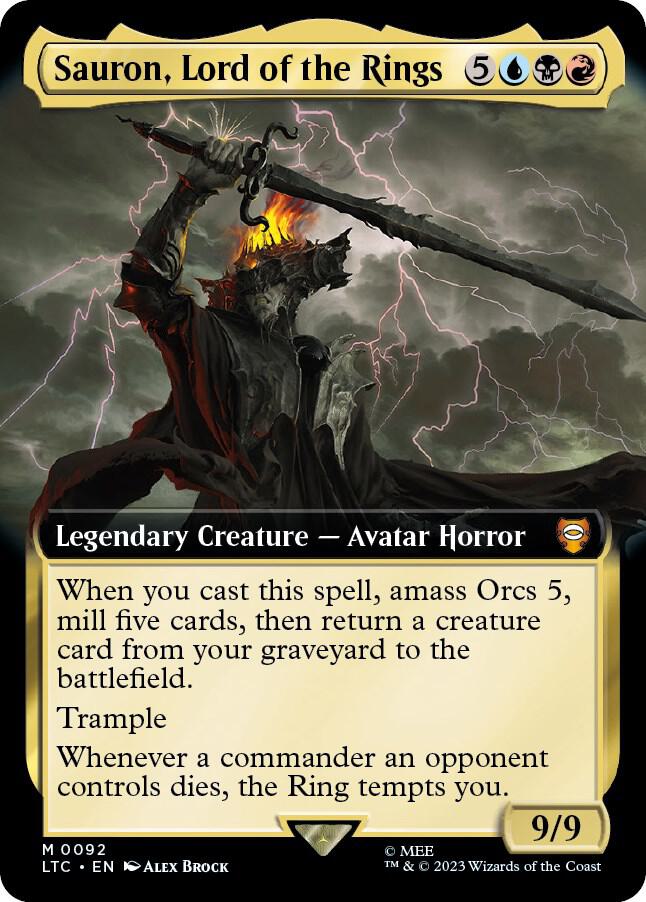 Sauron, Lord of the Rings 92/347 (Commander: The Lord of the Rings: Tales of Middle-earth)  - Extended Art Foil | Good Games Modbury