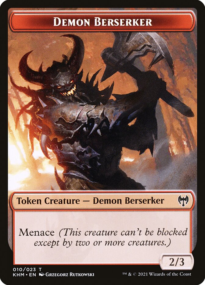 Treasure // Demon Berserker Double-Sided Token [Kaldheim Tokens] | Good Games Modbury