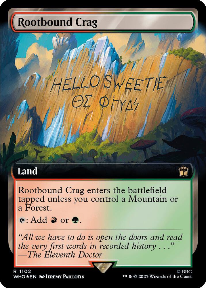 Rootbound Crag 1102/331 (Universes Beyond: Doctor Who)  - Extended Art Surge Foil | Good Games Modbury