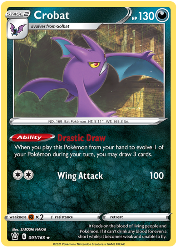 Crobat (091/163) (Theme Deck Exclusive) [Sword & Shield: Battle Styles] | Good Games Modbury