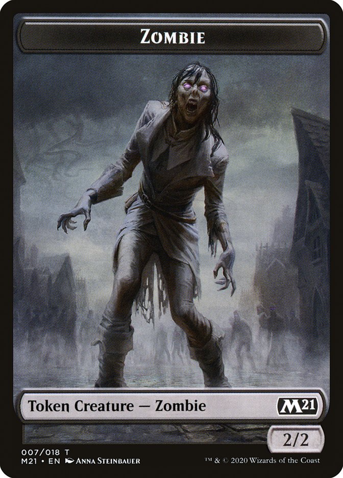 Knight // Zombie Double-Sided Token [Core Set 2021 Tokens] | Good Games Modbury