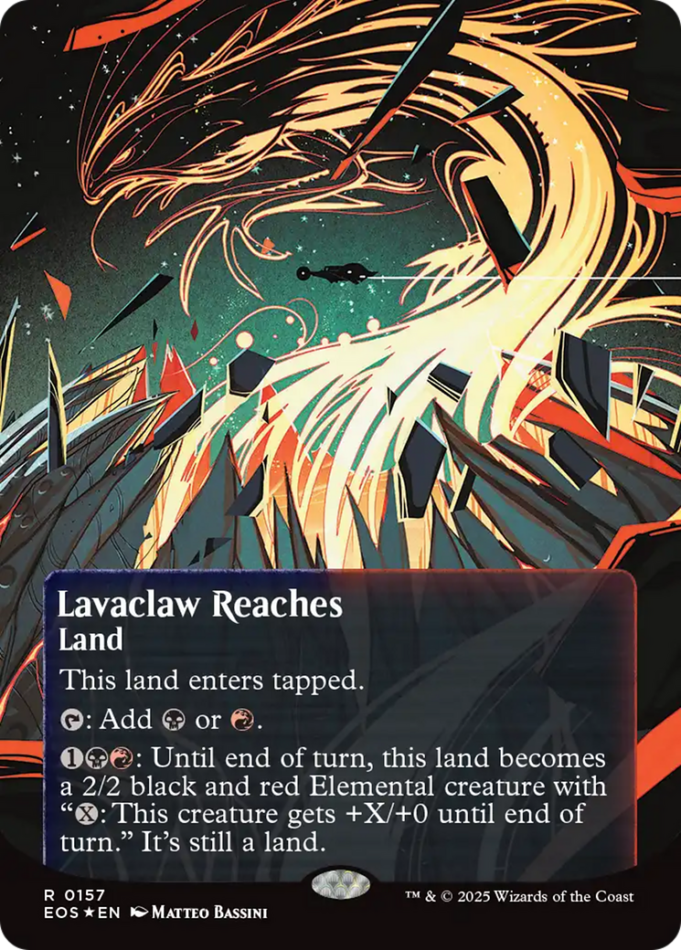 Lavaclaw Reaches (0157) (Borderless) (Galaxy Foil) [Edge of Eternities: Stellar Sights] | Good Games Modbury