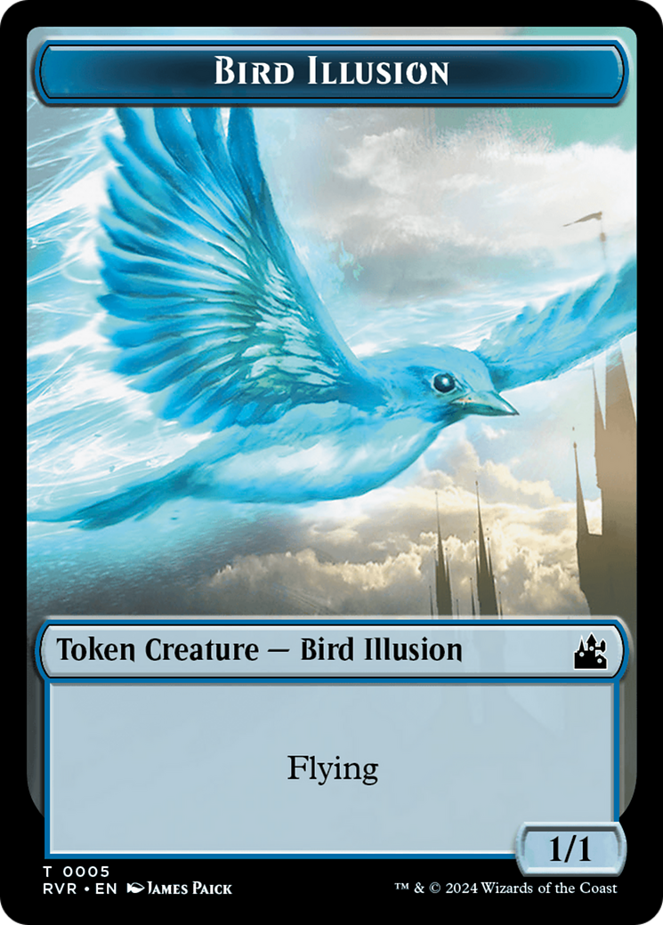 Saproling // Bird Illusion Double-Sided Token [Ravnica Remastered Tokens] | Good Games Modbury