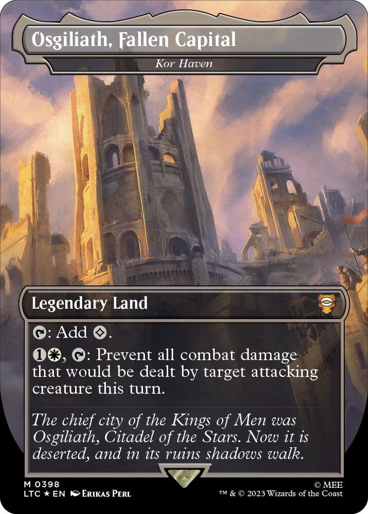 Osgiliath Fallen Capital Kor Haven Borderless Surge Foil 398 (Commander: The Lord of the Rings: Tales of Middle-earth)  - Borderless Surge Foil | Good Games Modbury