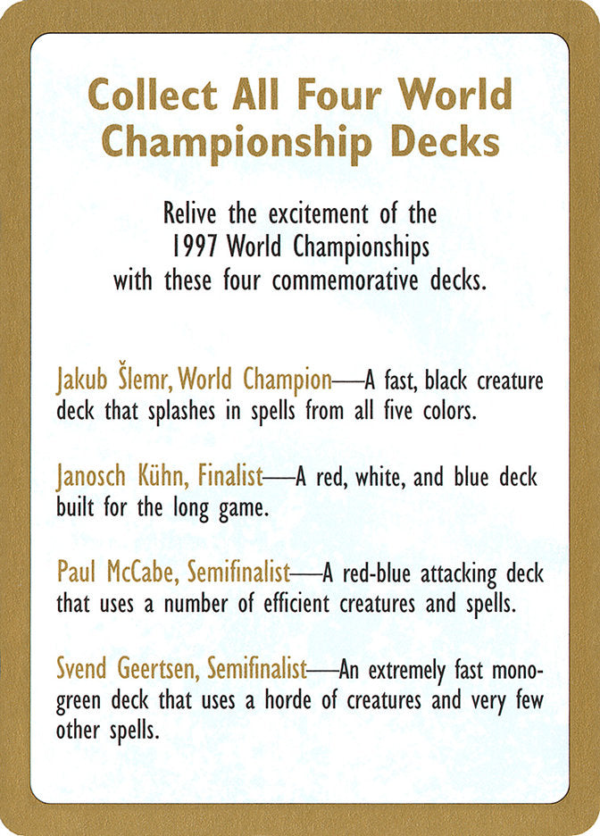 1997 World Championships Ad  (World Championship Decks)  | Good Games Modbury