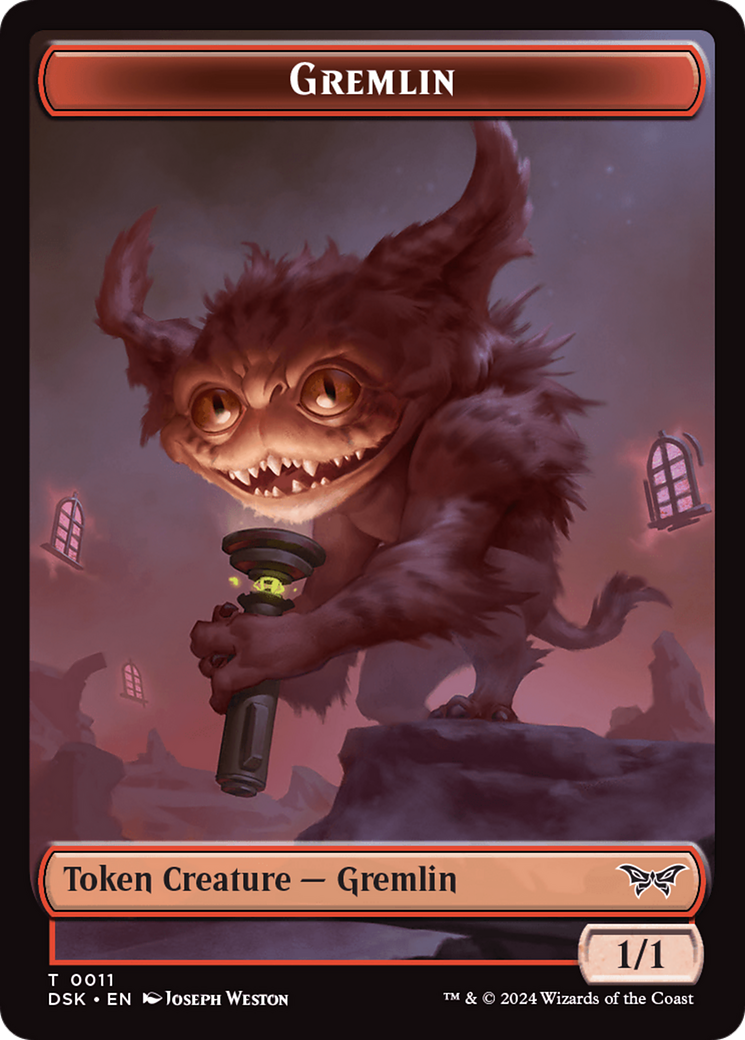 Emblem - Kaito, Bane of Nightmares // Gremlin Double-Sided Token [Duskmourn: House of Horror Tokens] | Good Games Modbury
