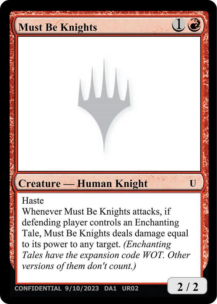 Must Be Knights UR02a/477 (Un-Known Event Playtest Cards)  | Good Games Modbury