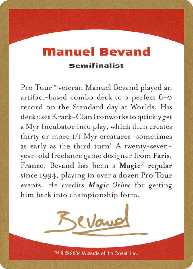 Manuel Bevand Bio  (World Championship Decks)  | Good Games Modbury