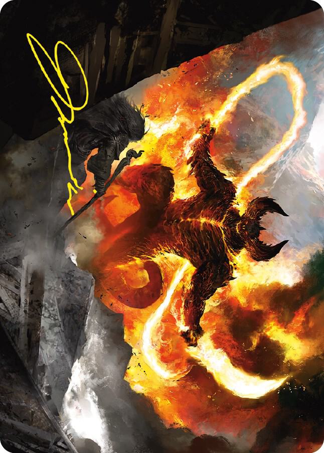 The Balrog Flame of Udun Art Card Gold Stamped Signature 36 (Art Series: Universes Beyond: The Lord of the Rings: Tales of Middle-earth)  | Good Games Modbury