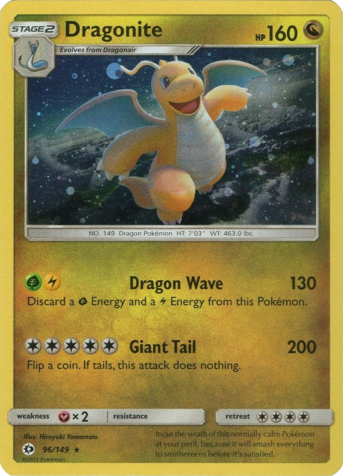 Dragonite (96/149) (Cosmos Holo) [Sun & Moon: Base Set] | Good Games Modbury