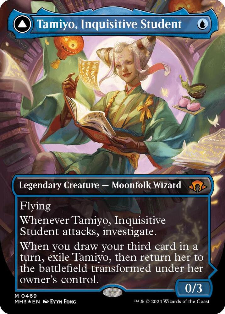 Tamiyo, Inquisitive Student // Tamiyo, Seasoned Scholar 469/319 (Modern Horizons 3)  - Borderless Textured Foil | Good Games Modbury