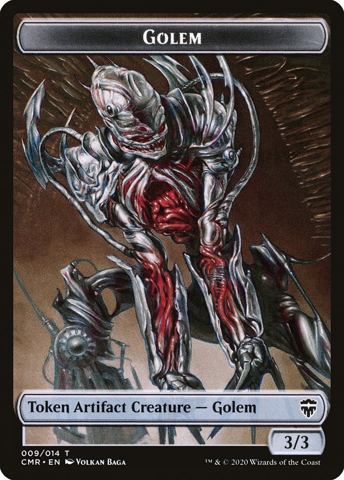 Golem // Rock Double-Sided Token [Commander Legends Tokens] | Good Games Modbury