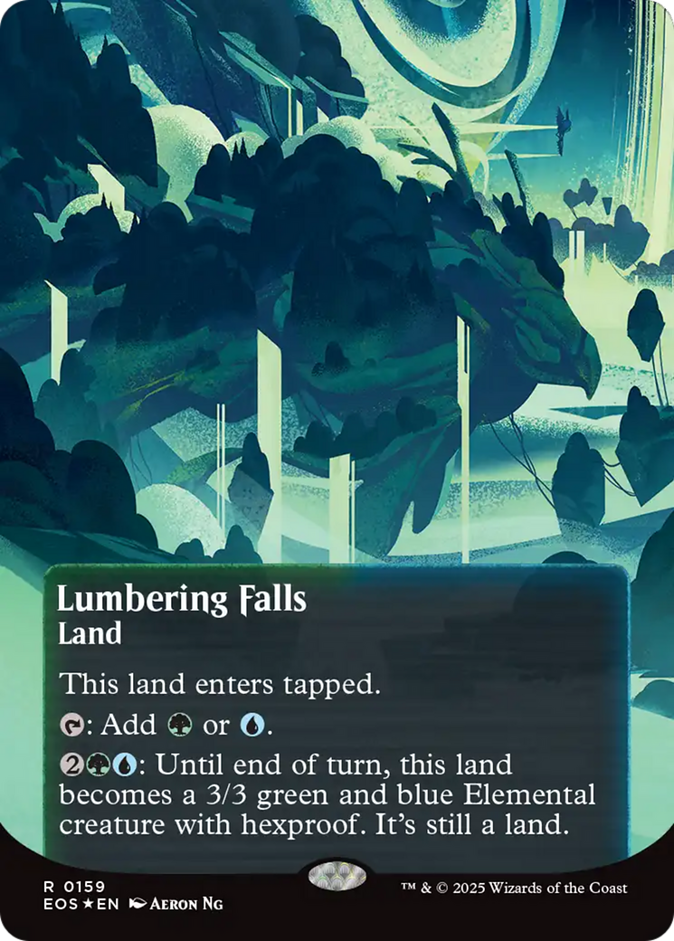 Lumbering Falls (0159) (Borderless) (Galaxy Foil) [Edge of Eternities: Stellar Sights] | Good Games Modbury