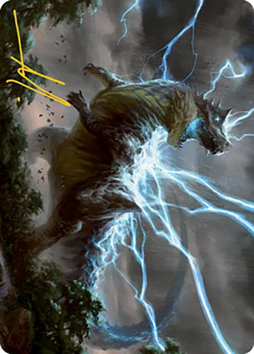 Thrasta Tempests Roar Art Card 41 81 Gold Stamped Signature 41 (Art Series: Modern Horizons 2)  | Good Games Modbury