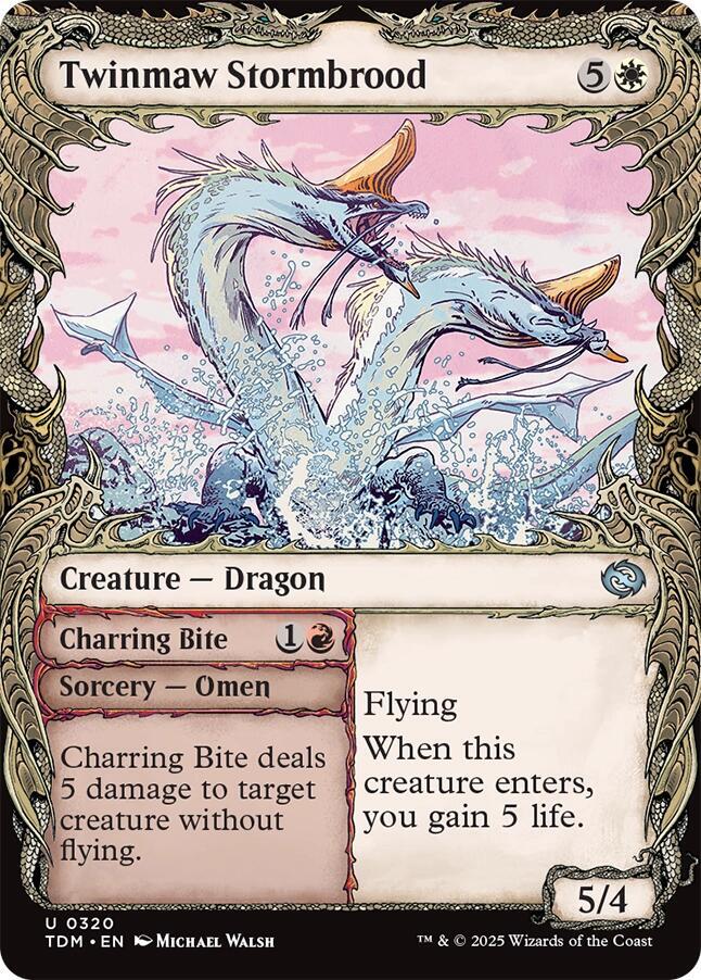 Twinmaw Stormbrood // Charring Bite 320/291 (Tarkir: Dragonstorm)  - Showcase Foil | Good Games Modbury