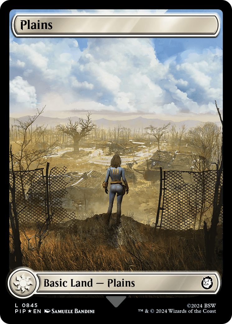 Plains (0845) (Surge Foil) [Fallout] | Good Games Modbury