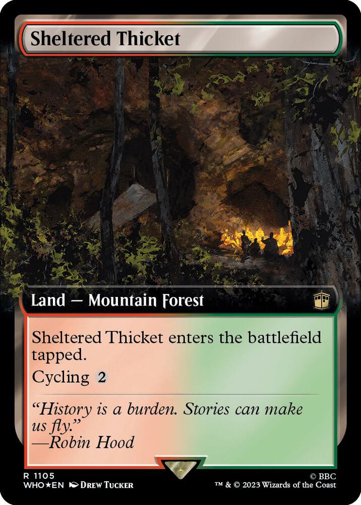 Sheltered Thicket 1105/331 (Universes Beyond: Doctor Who)  - Extended Art Surge Foil | Good Games Modbury
