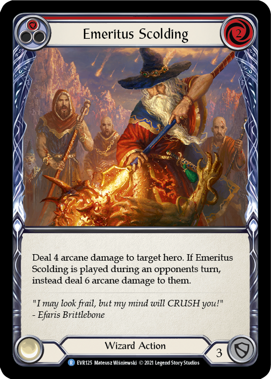 Emeritus Scolding (Red) [EVR125] (Everfest)  1st Edition Rainbow Foil | Good Games Modbury