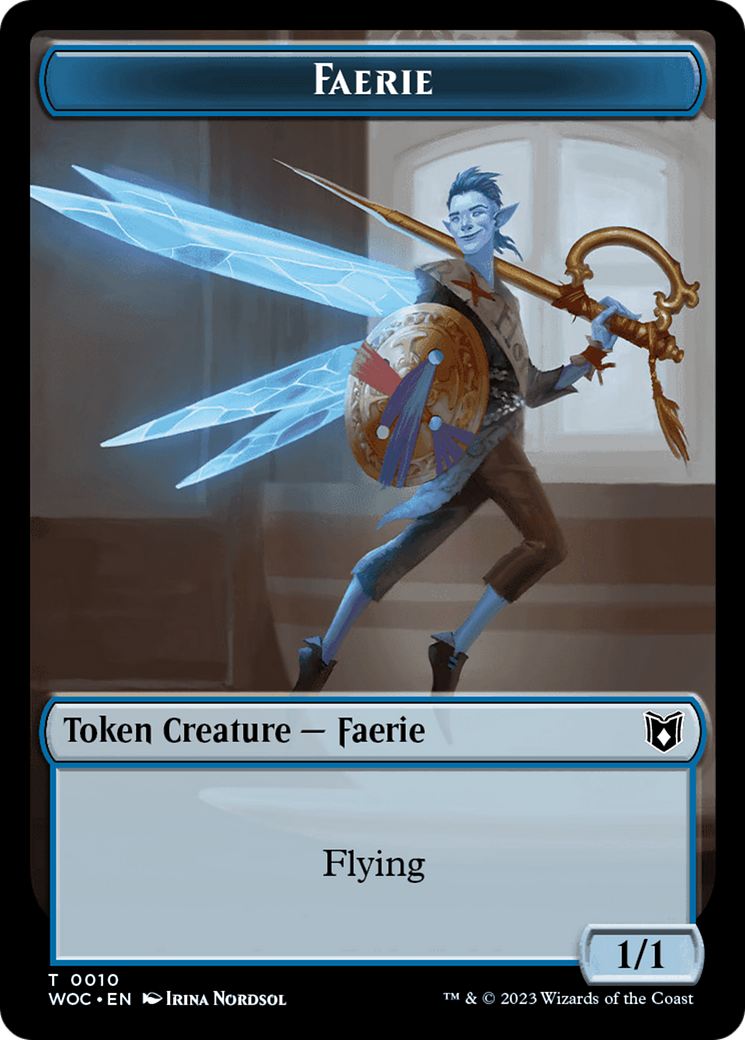 Faerie // Human Double-Sided Token [Wilds of Eldraine Commander Tokens] | Good Games Modbury