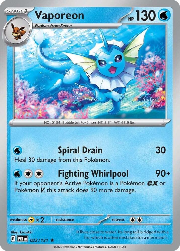 Vaporeon (022/131) [Scarlet & Violet: Prismatic Evolutions] | Good Games Modbury