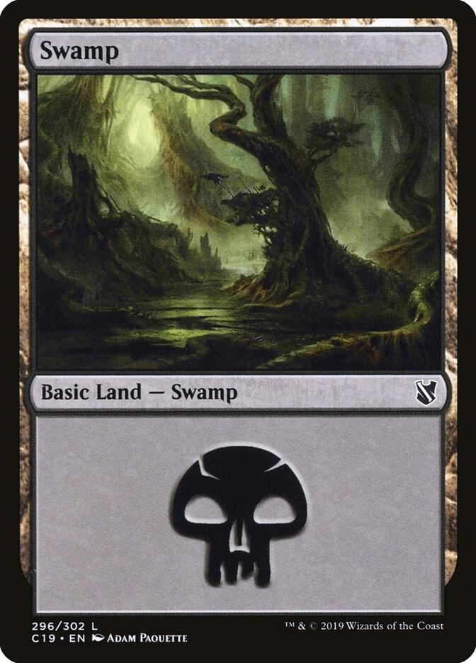 Swamp 296/302 (Commander 2019)  | Good Games Modbury