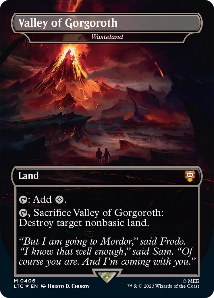 Valley of Gorgoroth - Wasteland (Borderless) (Surge Foil Realms and Relics) [The Lord of the Rings: Tales of Middle-Earth Commander] | Good Games Modbury